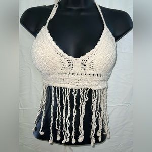 SHEIN Sandy-Colored, Tie-On Crochet Halter top